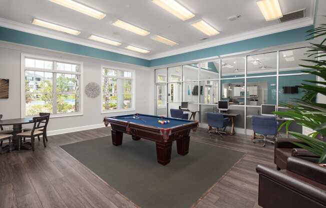 Billiards Table In Clubhouse at Abberly Chase Apartment Homes by HHHunt, South Carolina, 29936