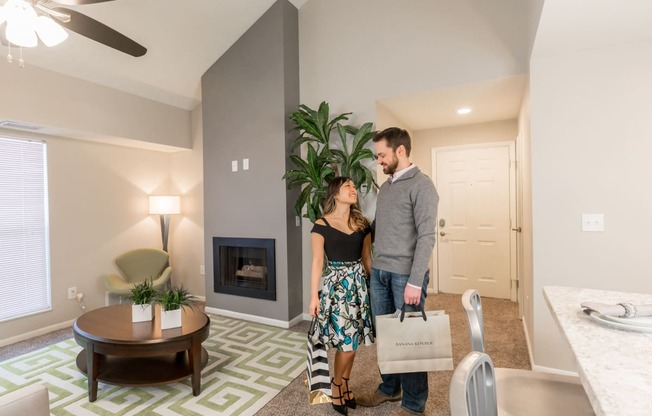 Fireplace in Living Room Pine Lane Estates Apartments in Lansing Michigan