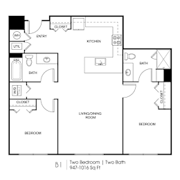 2 beds, 2 baths, 968 sqft, $1,614