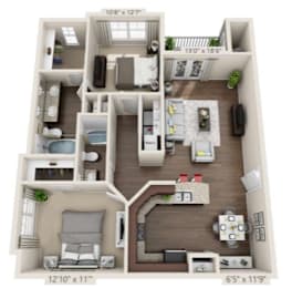 2 beds, 2 baths, 1,130 sqft, $1,643