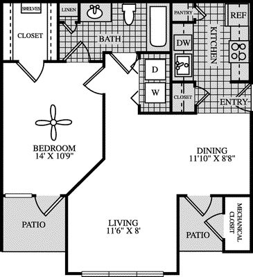 1 bed, 1 bath, 673 sqft, $1,975