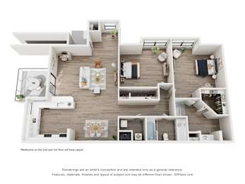 2 beds, 2 baths, 1,061 sqft, $1,667