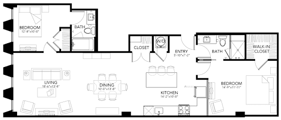 2 beds, 2 baths, 1,138 sqft, $2,370