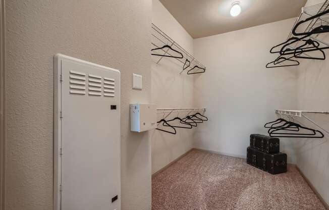 walk in closet in the master bedroom