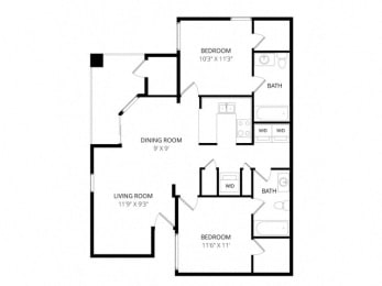 2 beds, 2 baths, 952 sqft, $1,495