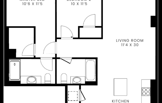 2 beds, 2 baths, 1,030 sqft, $3,975, Unit 1-4H