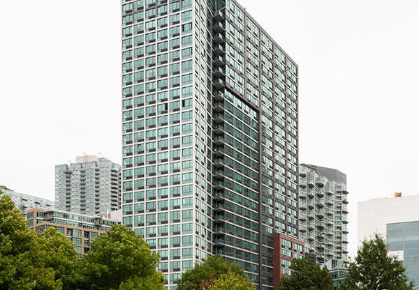 View of 4720 Center Blvd Apartments from Gantry State Plaza Park in LIC, Queens