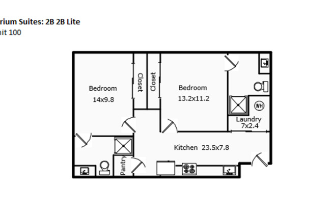 2 beds, 2 baths, 760 sqft, $1,795, Unit 100