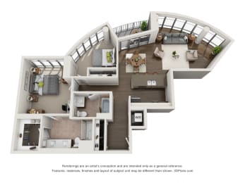 2 beds, 2 baths, 1,210 sqft, $4,370