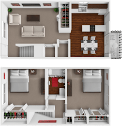 2 beds, 1.5 baths, 960 sqft, $1,205