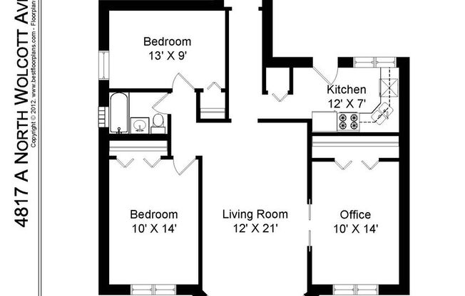2 beds, 1 bath, 815 sqft, $2,100, Unit 4817-3A