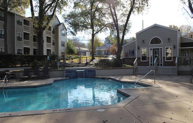 Towne Creek apartments in Gainesville Ga photo of pool side relaxing area