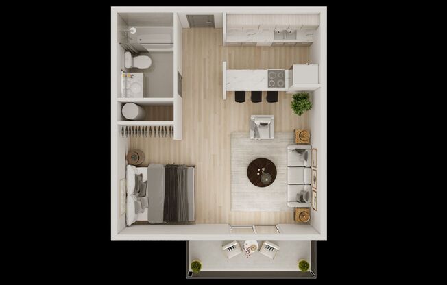 Studio, 1 bath, 450 sqft, $1,250, Unit C205