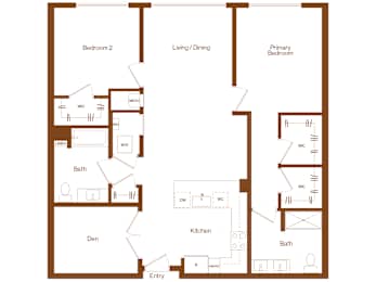 2 beds, 2 baths, 1,334 sqft, $4,295