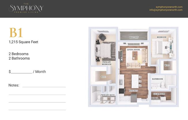 2 beds, 2 baths, 1,226 sqft, $2,050, Unit 520