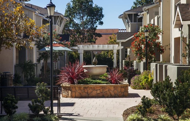 Ventura Apartments- Ralston Courtyards- Water Fountain, Table with Umbrella, and Community Access