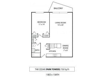 1 bed, 1 bath, 750 sqft, $1,320