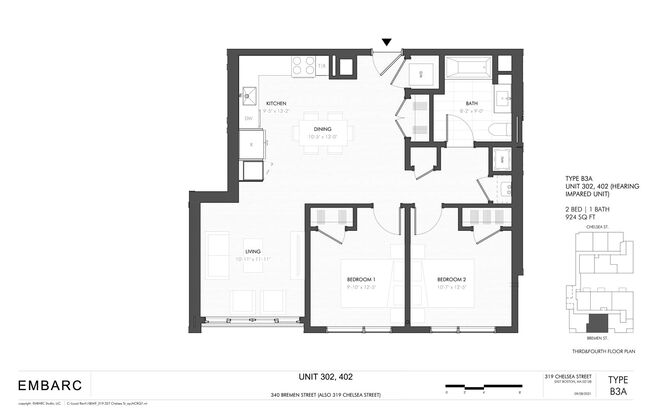 2 beds, 1 bath, 915 sqft, $3,425, Unit Unit 402