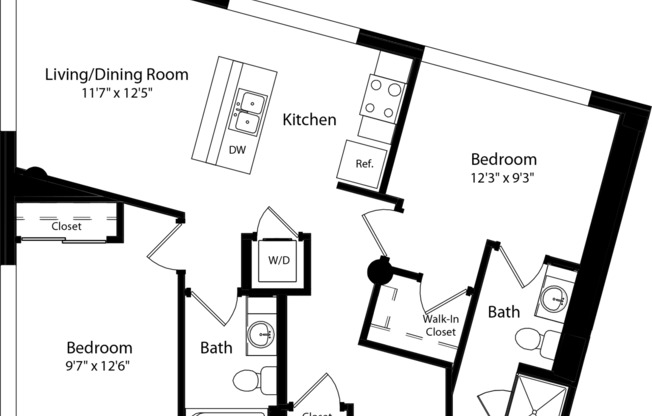 2 beds, 2 baths, 936 sqft, $3,427, Unit 227