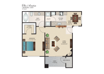 1 bed, 1 bath, 741 sqft, $1,542