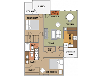 2 beds, 2 baths, 1,258 sqft, $1,900