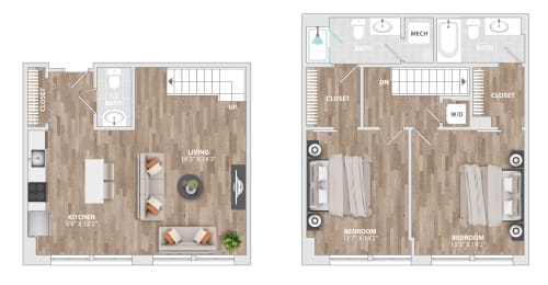 2 beds, 2.5 baths, 1,240 sqft, $3,807