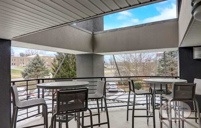 Outdoor Patio with tables and seating.