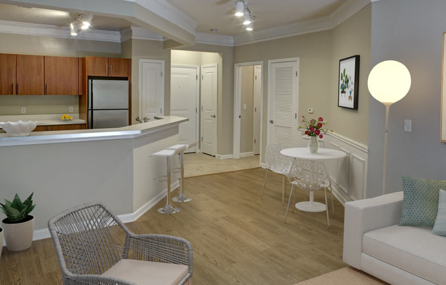 Kitchen and Dining Room with Hard Surface Flooring