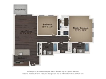 2 beds, 2 baths, 1,137 sqft, $3,530