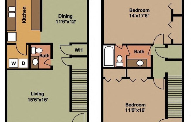 2 beds, 1,340 sqft, $1,144