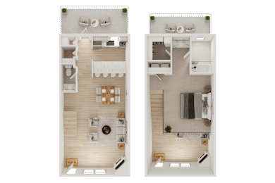 1 bed, 1.5 baths, 1,100 sqft, $1,247