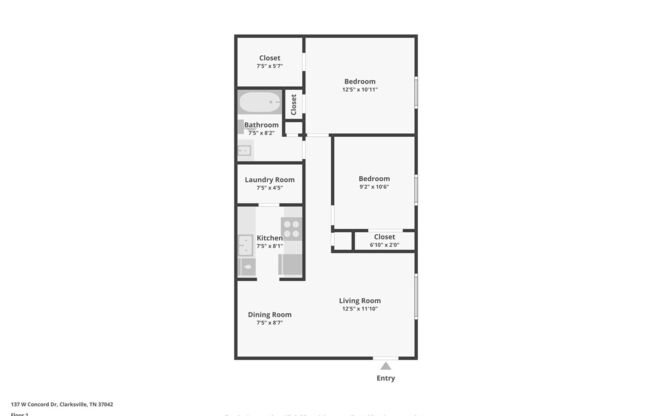 2 beds, 1 bath, 800 sqft, $1,049