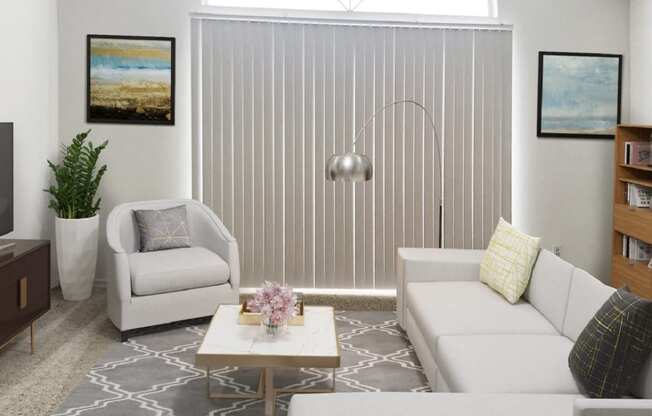 a living room with two couches and a coffee table