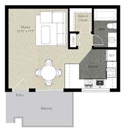 Studio, 1 bath, 428 sqft, $2,025