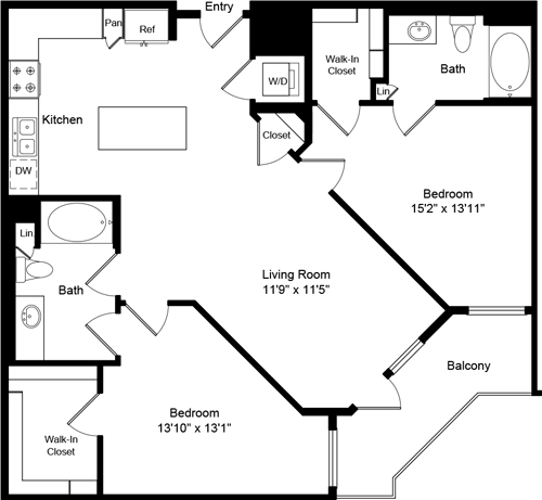 2 beds, 2 baths, 1,132 sqft, $3,628, Unit 2163