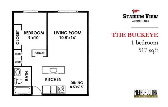 1 bed, 1 bath, 517 sqft, $895, Unit 858-108