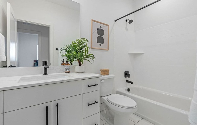 a bathroom with a sink and a toilet and a bath tub