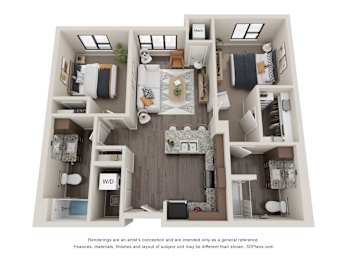 2 beds, 2 baths, 967 sqft, $1,694