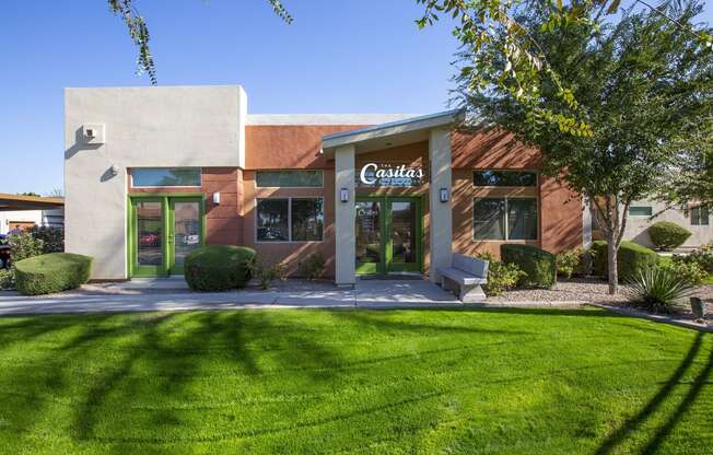 Leasing Office Exterior at Casitas at San Marcos in Chandler AZ Nov 2020