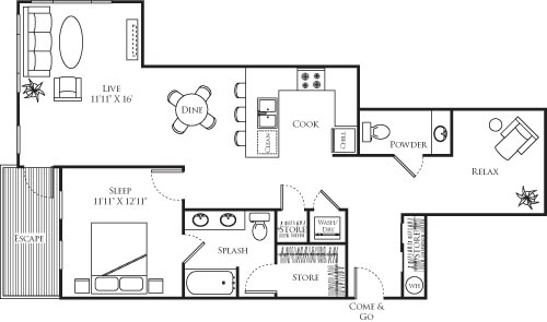 1 bed, 1 bath, 1,110 sqft, $2,780, Unit 210