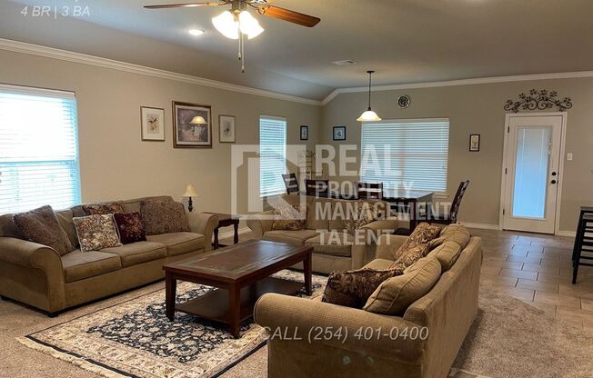 Furnished 4 Bedroom, 3 Bathroom Home for Rent in Temple TX / Temple ISD