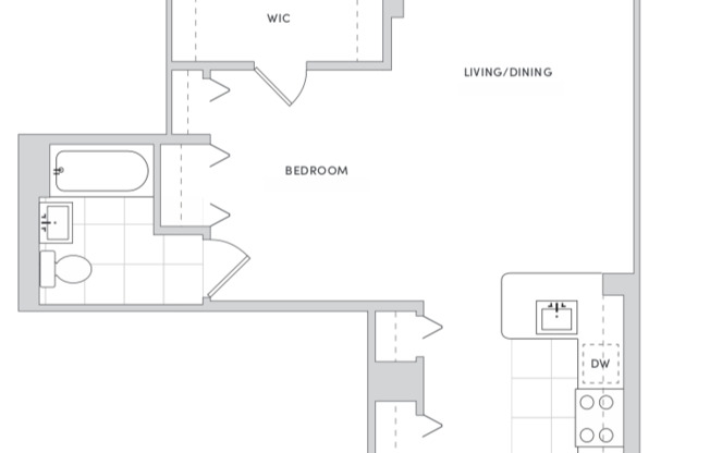Studio, 1 bath, 584 sqft, $3,540, Unit 1023