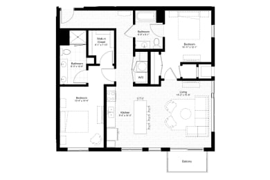 2 beds, 2 baths, 1,201 sqft, $2,083