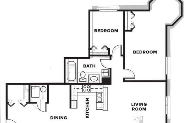 2 beds, 1 bath, 1,492 sqft, $1,097, Unit 303