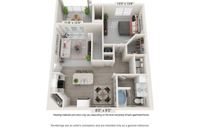 1 bed, 2 baths, 1,150 sqft, $1,636, Unit 2037-404