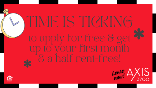 a banner that reads time is ticking to apply for free and get up to your