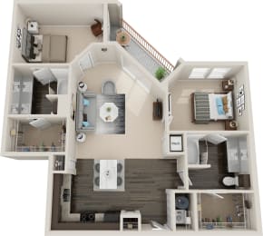 2 beds, 2 baths, 1,264 sqft, $1,870