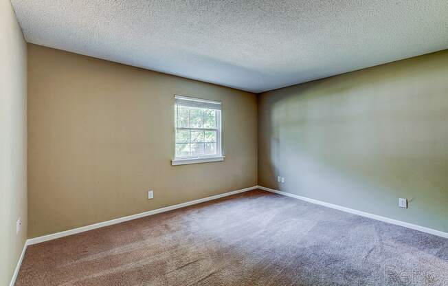 an empty room with carpet and a window