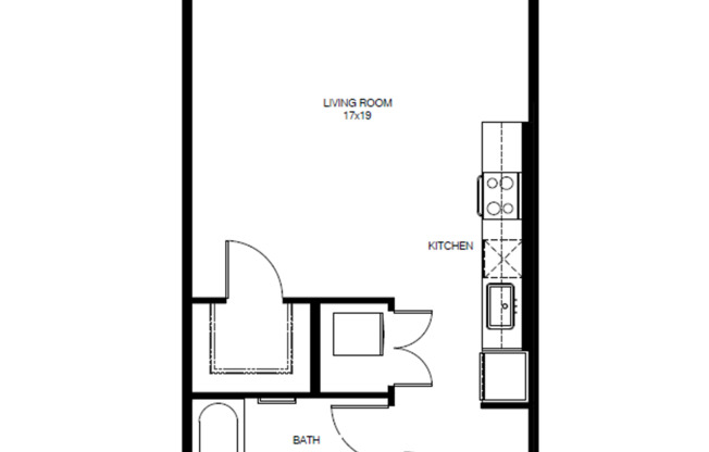 Studio, 1 bath, 584 sqft, $1,995