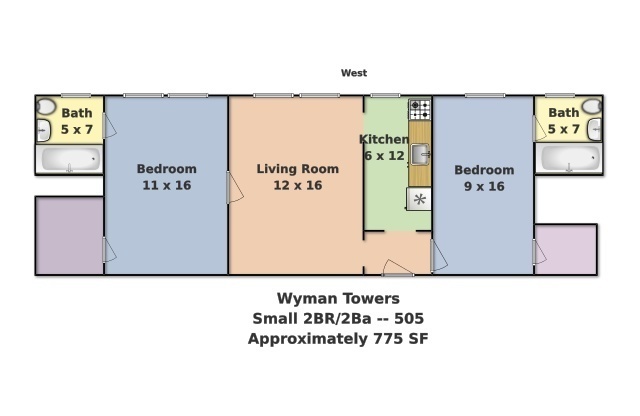 2 beds, 2 baths, 775 sqft, $1,900, Unit 505